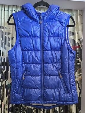 Tangerine Royal Blue Hooded Quilted Puffer Vest Size Large